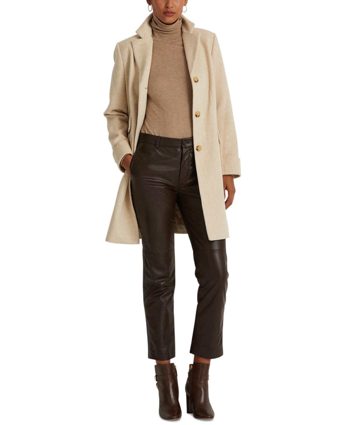 Lauren Ralph Lauren Women's Single-Breasted Walker Coat -Beige