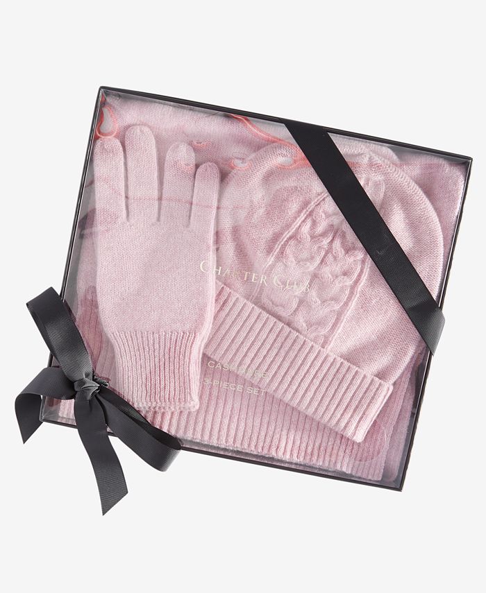 Womens Luxury Cashmere Beanie, Glove & Scarf Gift Set