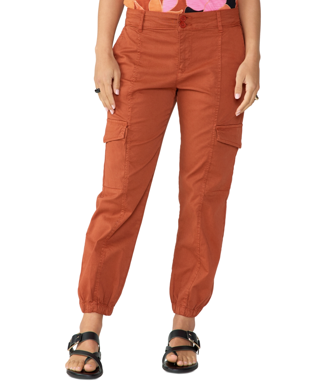 Sanctuary Rebel Crop Stretch Cotton Pants In Cool Clay