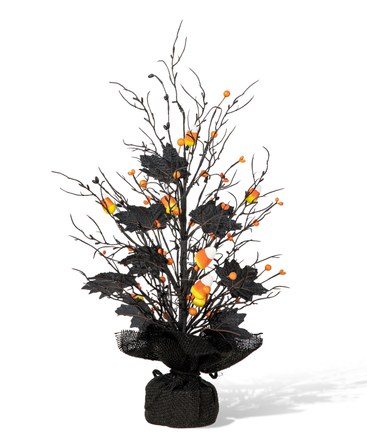Glitzhome 21" H Lighted Halloween Candy Corn Berries Table Tree In Multi