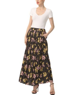 Women's Print Box Pleat Maxi Skirt
