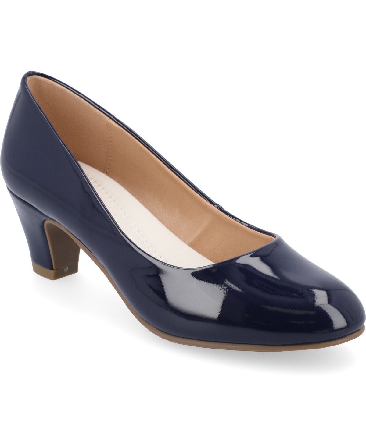 Journee Collection Luu Round Toe Pump In Navy Patent