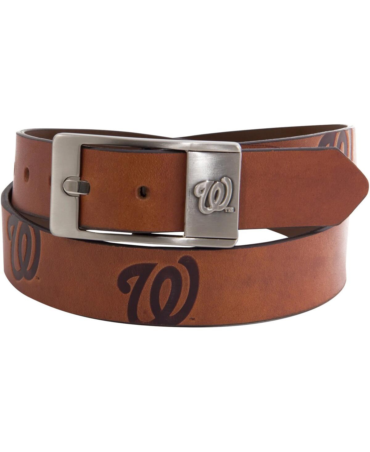 Men's Washington Nationals Brandish Leather Belt - Brown