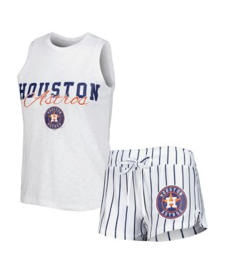 Women's White Houston Astros Reel Pinstripe Tank Top and Shorts Sleep Set