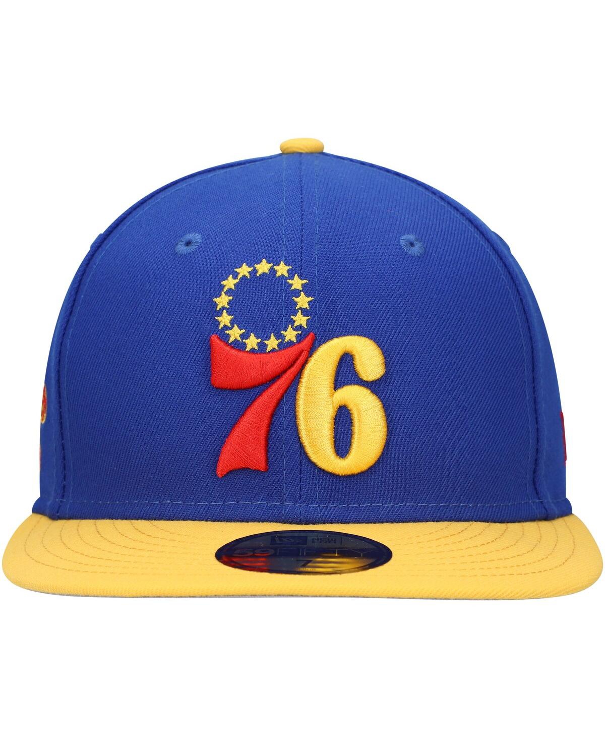 Shop New Era Men's  Royal Philadelphia 76ers Side Patch 59fifty Fitted Hat