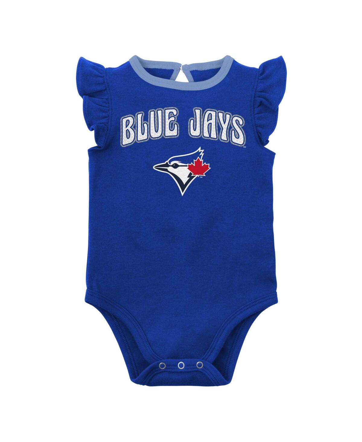 Outerstuff Newborn And Infant Boys And Girls Royal, Heather Gray Toronto Blue Jays Little Fan Two-pack Bodysuit In Royal,heather Gray