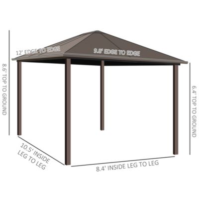 10'x12' Hardtop Gazebo, Mesh, Curtains, Steel Slat Canopy,