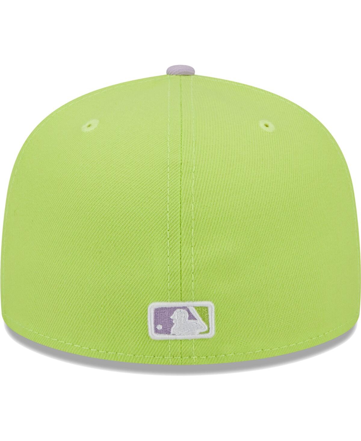 Shop New Era Men's  Neon Green, Lavender New York Yankees Spring Color Two-tone 59fifty Fitted Hat In Neon Green,lavender