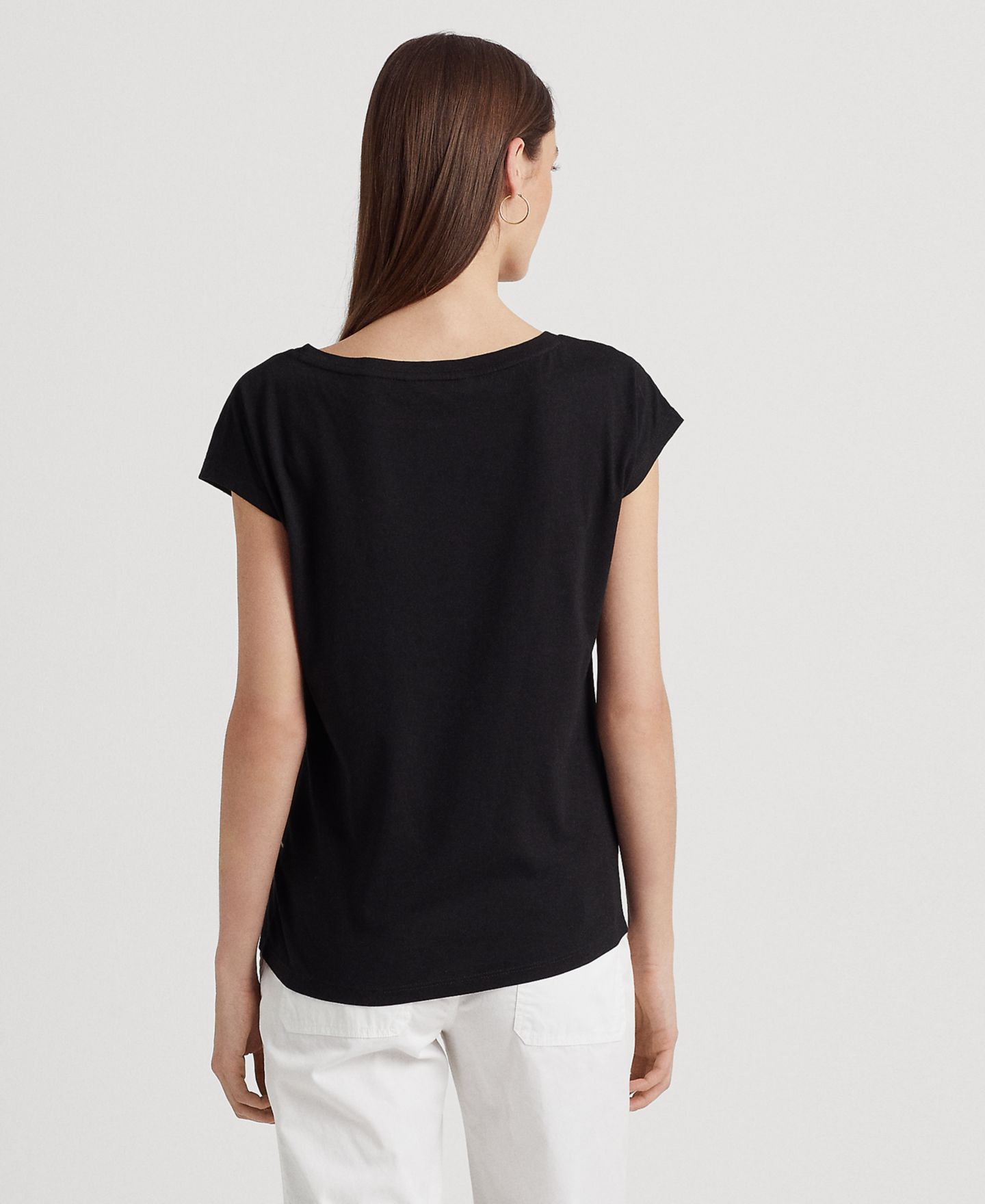 Женский топ Lauren Ralph Lauren Logo-Print Short-Sleeve Top, цвет: Чёрный — фото 2
