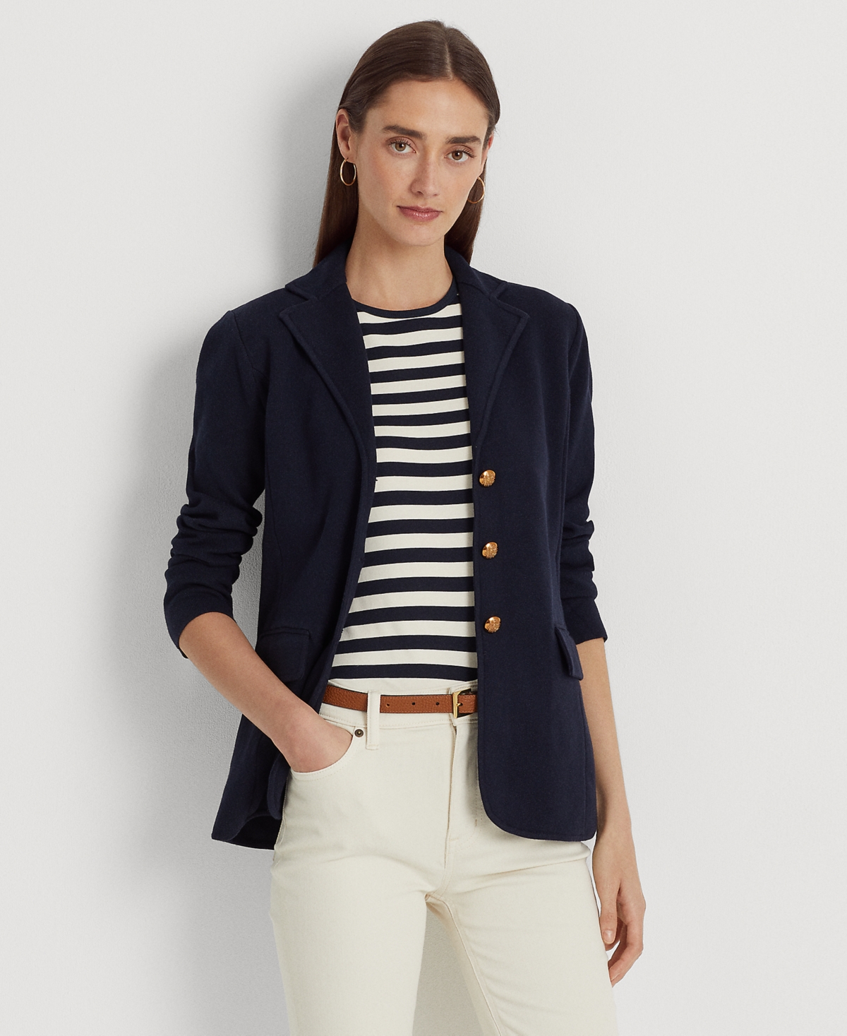 Ralph Lauren Sweater-knit Blazer In Blue