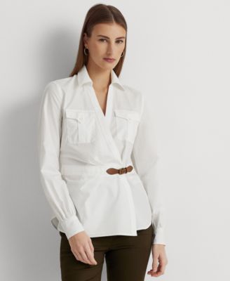 Lauren Ralph Lauren - Women's Buckle-Trim Cotton Broadcloth Shirt