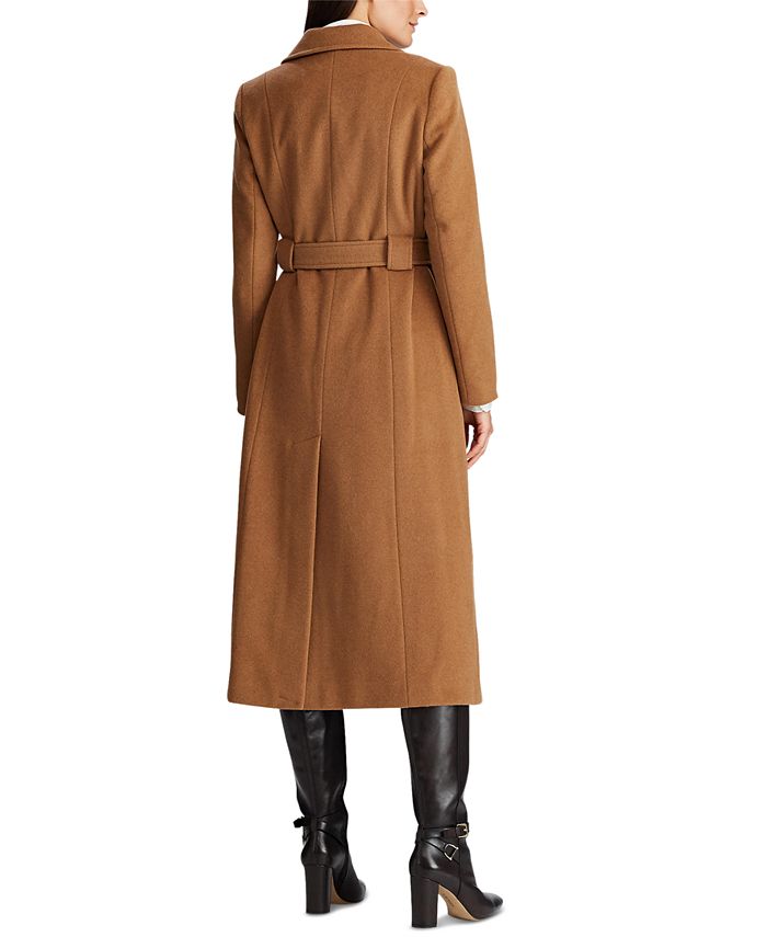 Urbann-Vibe Women's Wool Blend Coat Slim Fit Belted Double Breasted Mid Thigh Length For Modern Women