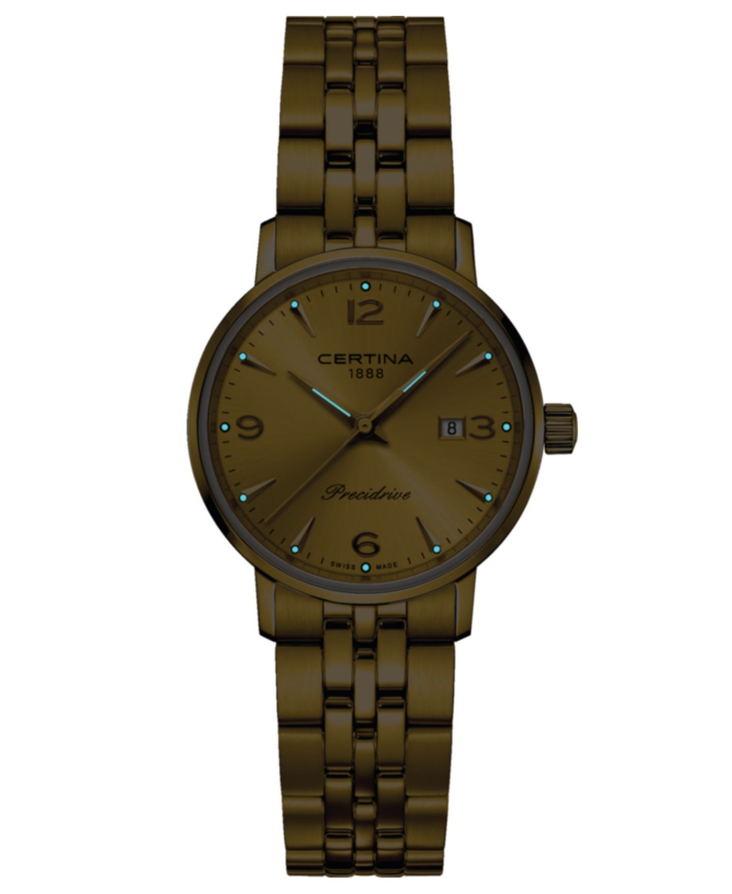 Женские часы Certina Swiss DS Caimano Gold PVD Stainless Steel Bracelet Watch 28mm — фото 2