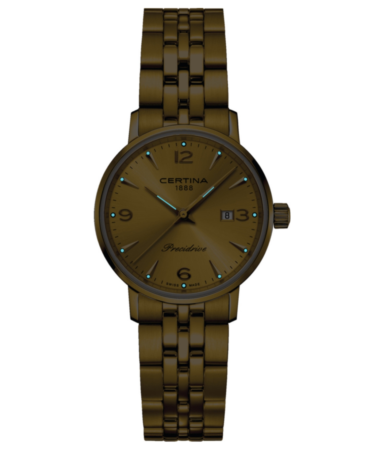 Shop Certina Women's Swiss Ds Caimano Gold Pvd Stainless Steel Bracelet Watch 28mm In Yellow