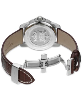 Men's Swiss DS Podium Brown Leather Strap Watch 40mm