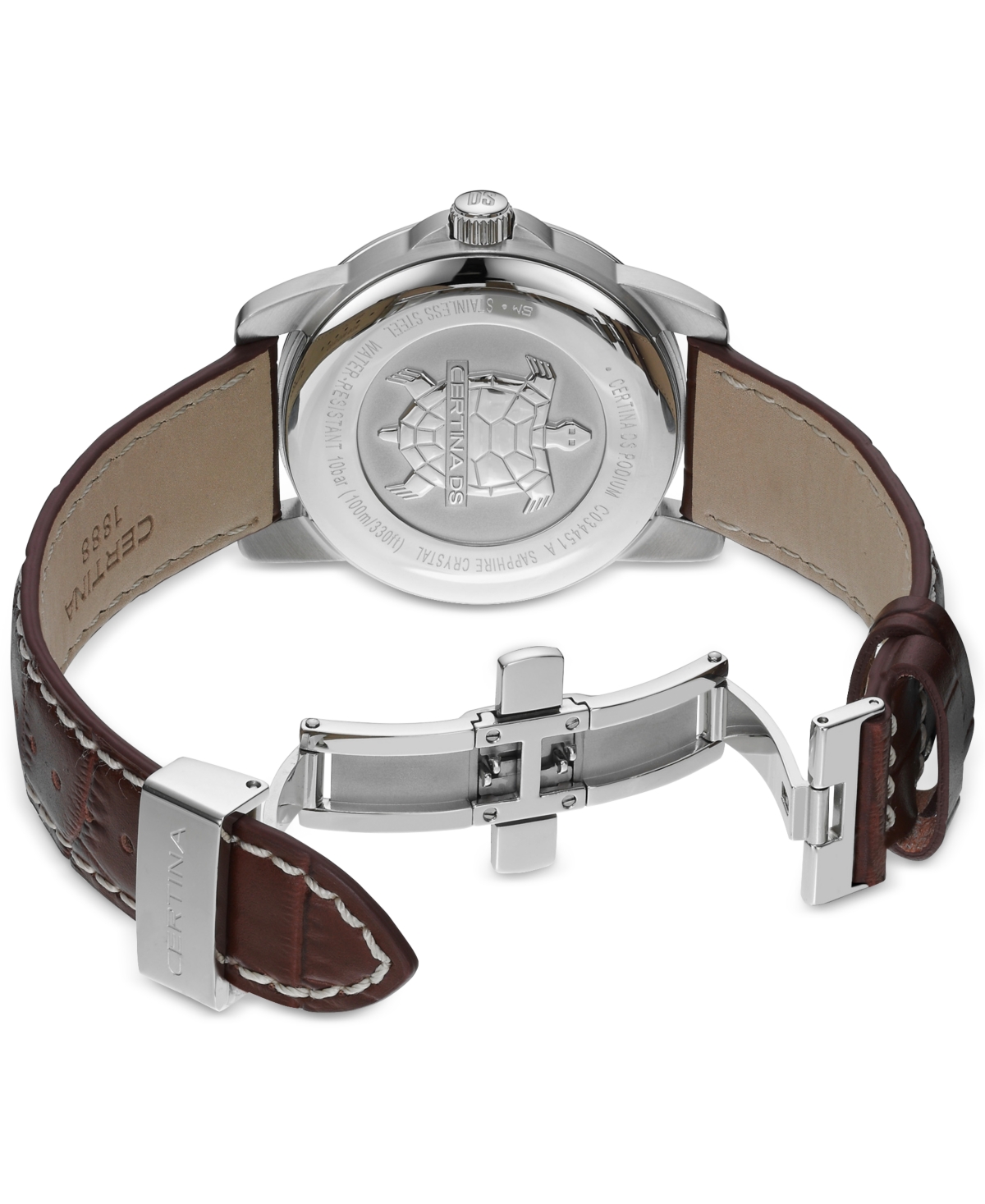 Shop Certina Men's Swiss Ds Podium Brown Leather Strap Watch 40mm In Black