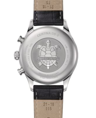 Men's Swiss Chronograph DS-8 Moon Phase Black Leather Strap Watch 42mm