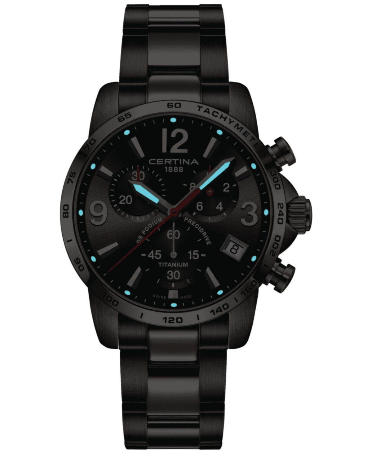 Shop Certina Men's Swiss Chronograph Ds Podium Titanium Bracelet Watch 41mm In Grey