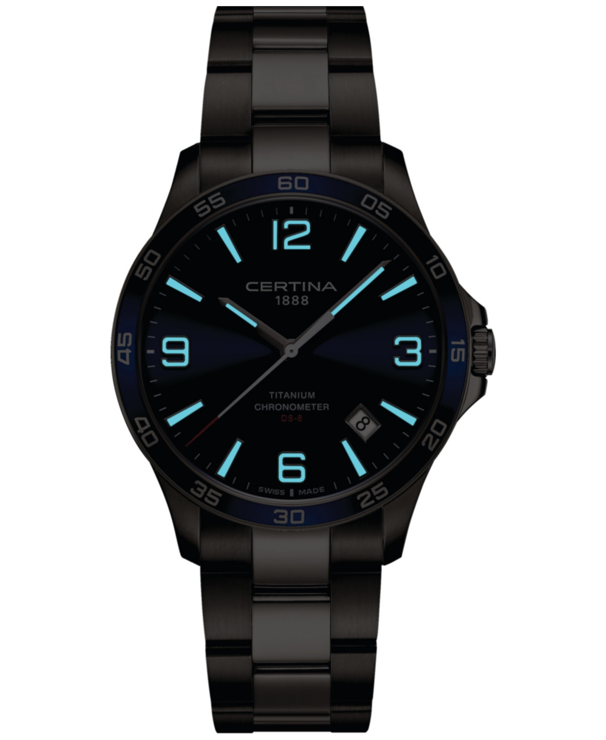 Shop Certina Men's Swiss Ds-8 Titanium Bracelet Watch 42mm In Blue
