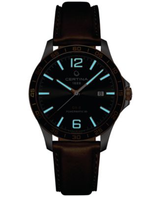 Men's Swiss Automatic DS-8 Brown Leather Strap Watch 41mm