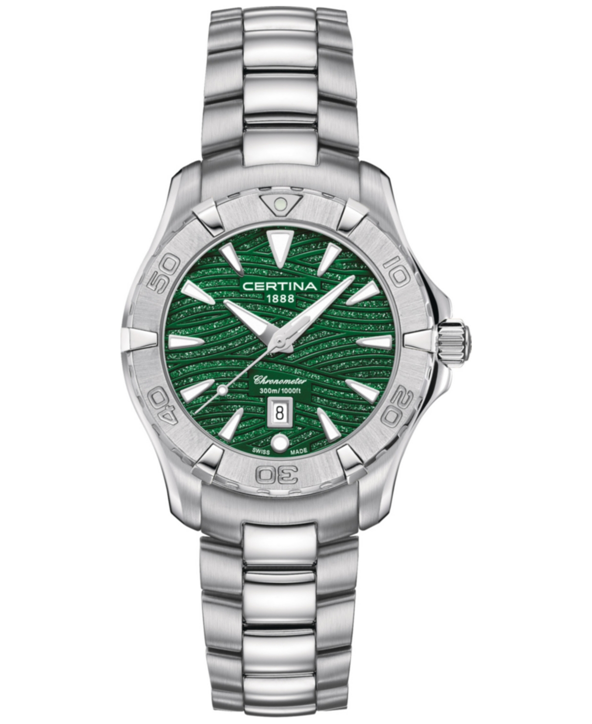 Certina Women's Swiss Ds Action Stainless Steel Bracelet Watch 34mm In Green