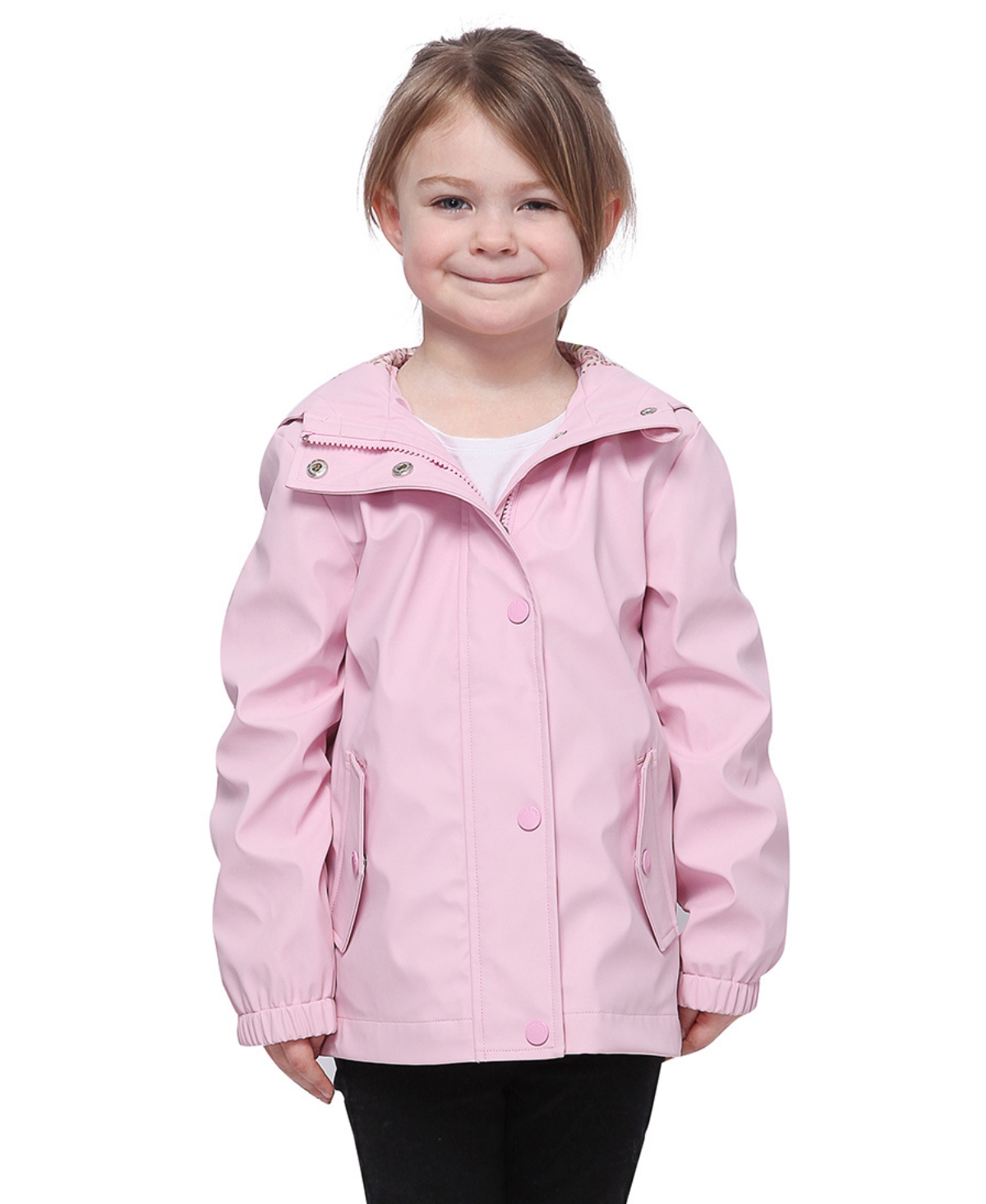 Girls' Waterproof Rain Coat Rubberized Jacket - Seashell pink