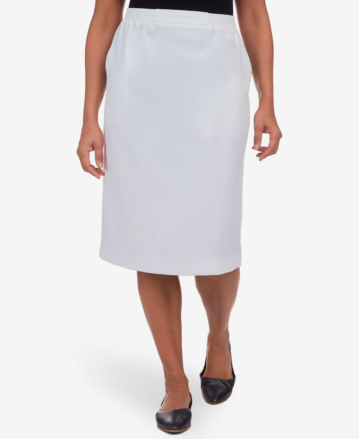 Alfred Dunner Petite Classic Pull-on Skirt In White
