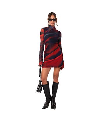 red and black dress for ladies Gothic Floral Evening The fabric is comfortable for skin Red And Black Dress -