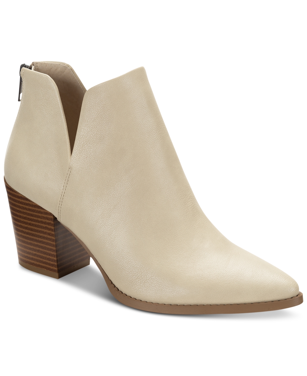 Women's Elizaa Notched Pointed Toe Dress Booties, Created for Macy's - Ecru