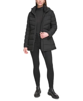 Women's Stretch Hooded Puffer Coat, Created for Macy's