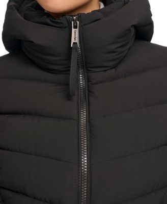 Women's Hooded Stretch Puffer Coat, Created for Macy's