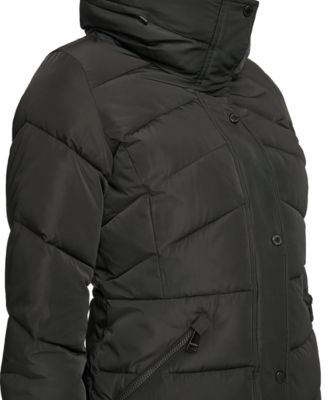 Women's Faux-Sherpa Collar Hooded Stretch Puffer Coat, Created for Macy's