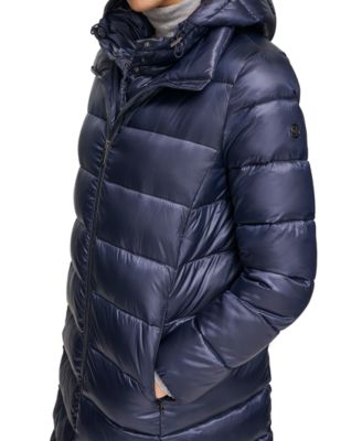 Women's Shine Bibbed Hooded Packable Puffer Coat, Created for Macy's