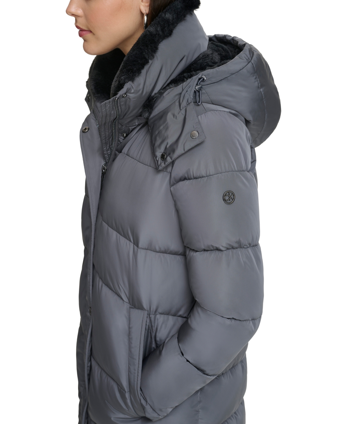 Calvin Klein Women's Faux-Fur-Trim Hooded Puffer Coat, Created for Macy's