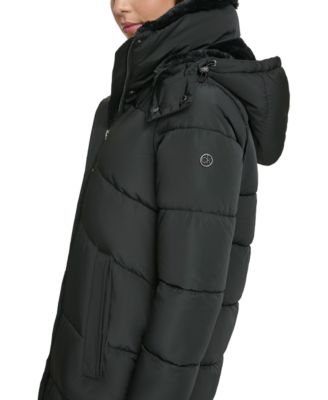 Women's Faux-Fur-Trim Hooded Puffer Coat