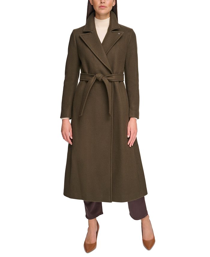 Calvin Klein Women's Belted Wrap Coat - Macy's
