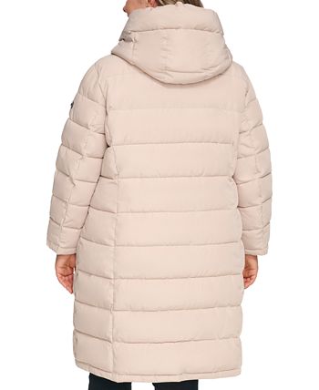 Dkny Women's Bibbed Hooded Lightweight Puffer Coat, Created for Macy's