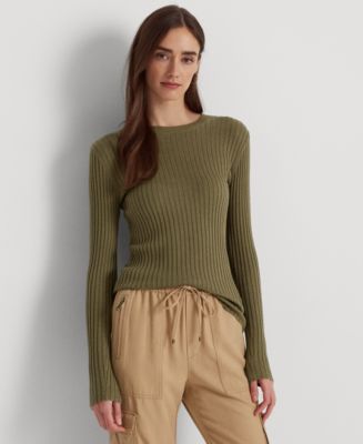 Lauren Ralph Lauren Women's Rib-Knit Silk-Blend Sweater - Macy's