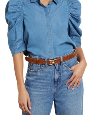 Women's Slim Double-E Plaque Buckle Belt