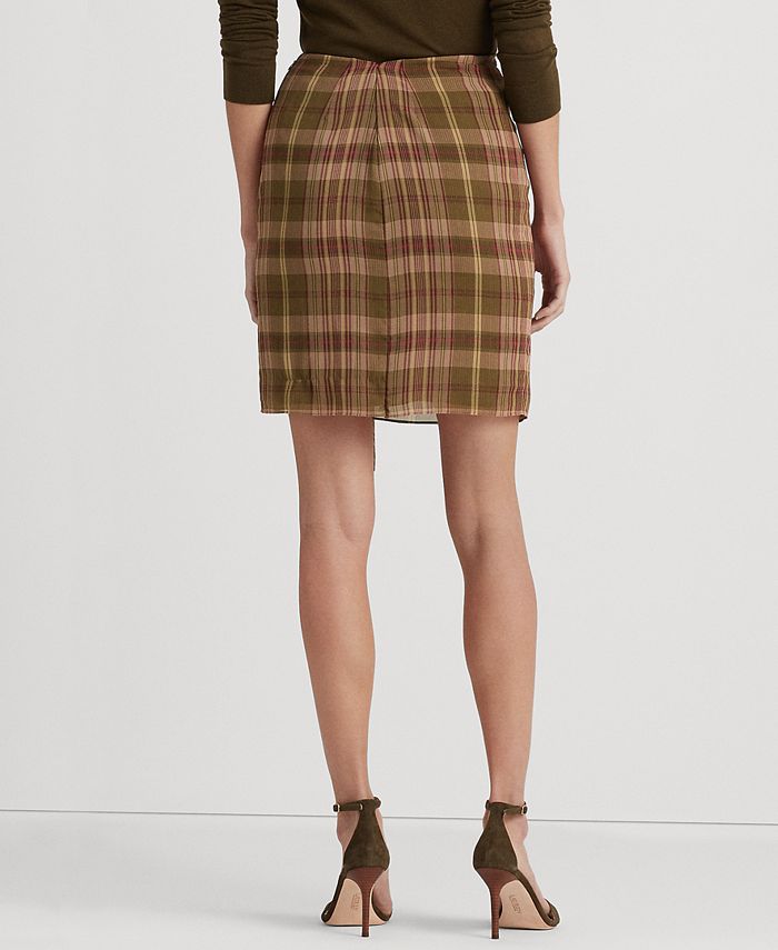 Lauren Ralph Lauren Women's Plaid Ruffle-Trim Georgette Skirt - Macy's