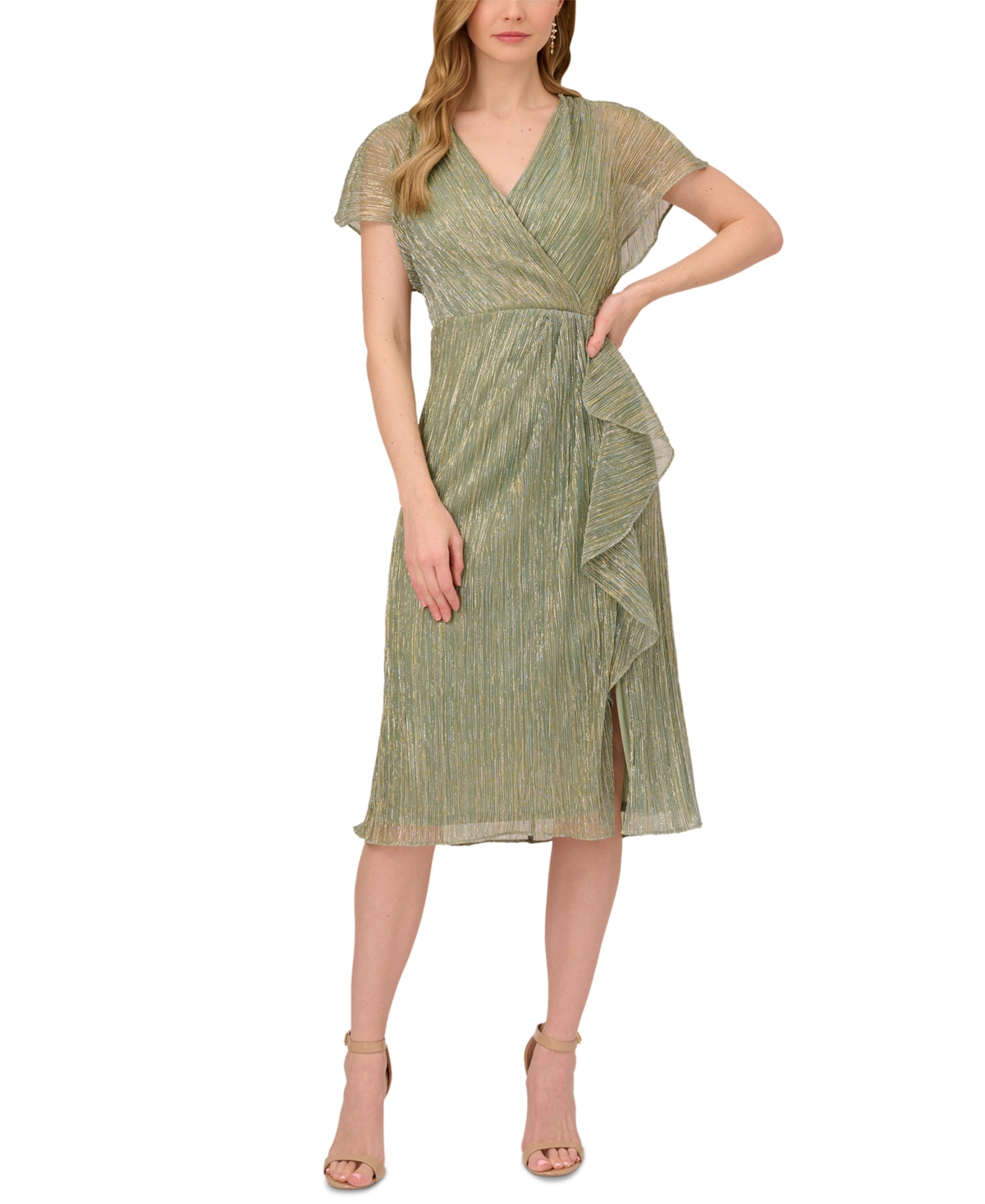 Adrianna Papell Women's Metallic Dress - Green Slate | Smart Closet