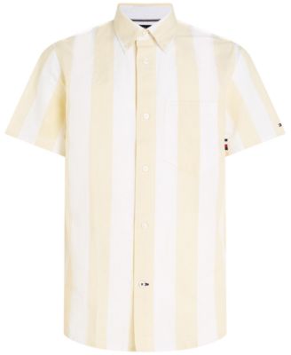 Tommy Hilfiger - Men's Cotton-Linen Vertical Stripe Short-Sleeve Shirt