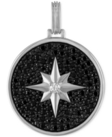 Esquire Men's Jewelry Black Spinel & Cubic Zirconia North Star Disc Pendant in Sterling Silver, Created for Macy's - Silver