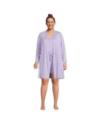 Lands' End Women's Plus Size Cooling 3 Piece Pajama Set - Robe Tank and ...
