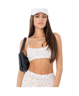 FLORAL PRINT WASHED WAFFLE TOP