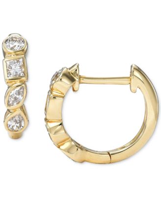Zoe Lev - Diamond Multi-Cut Small Hoop Earrings (1/3 ct. t.w.) in 14k Gold, 0.5"