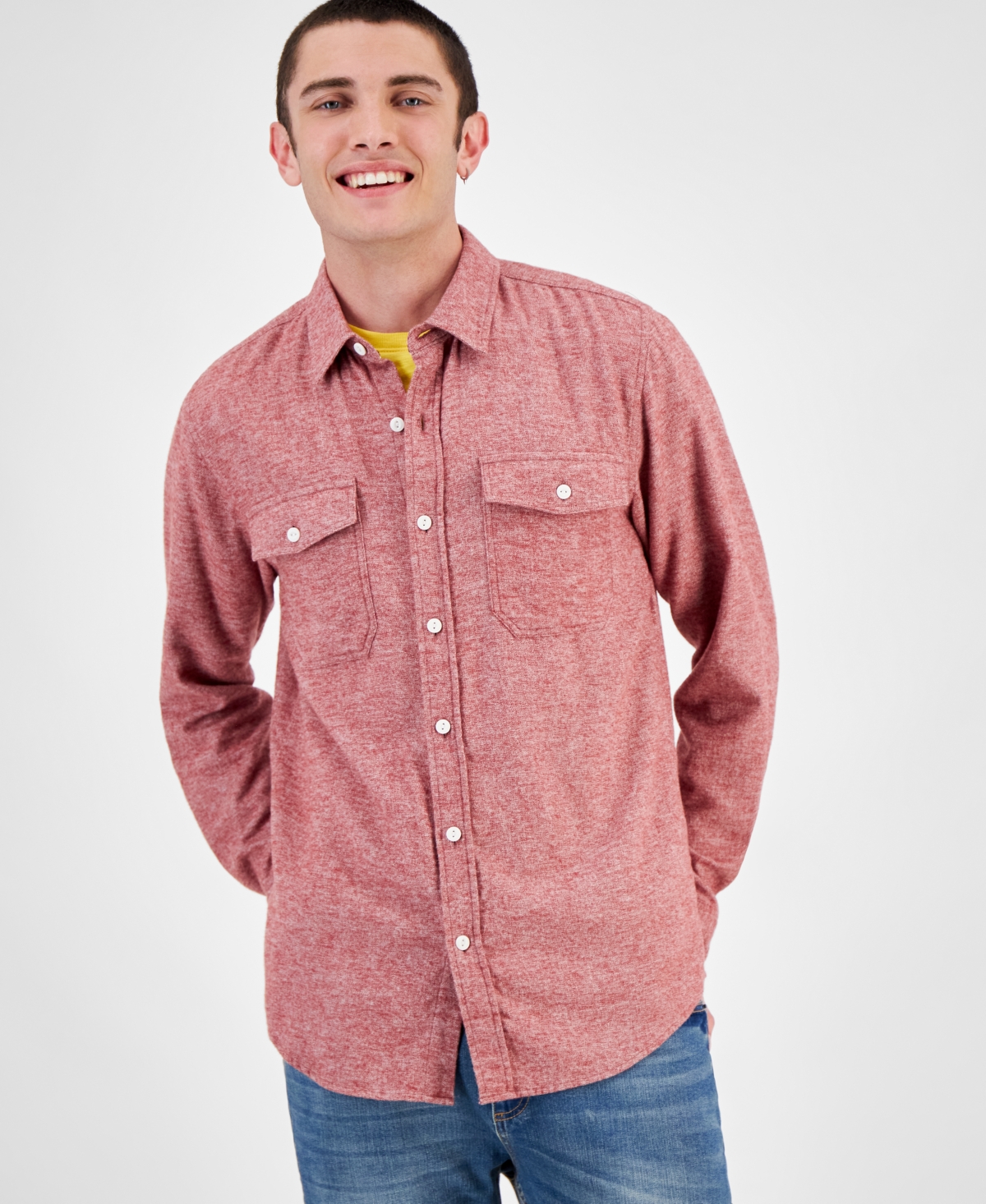 Shop Sun + Stone Men's Grindle Regular-fit Button-down Flannel Shirt, Created For Macy's In Burnt Red