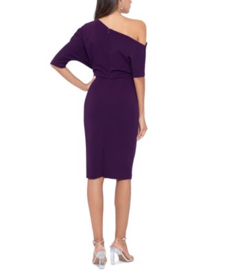 Betsy & Adam Women's One-Shoulder Blouson Sheath Dress
