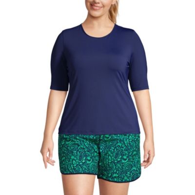 Plus Size SunShade UPF 50 Elbow Sleeve Rash Guard Swim Tee