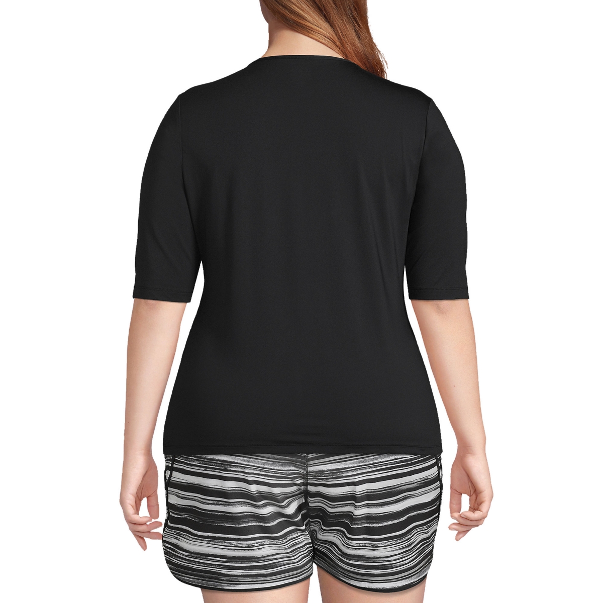 Lands' End Plus Size Elbow Sleeve Relaxed Upf 50 Rash Guard